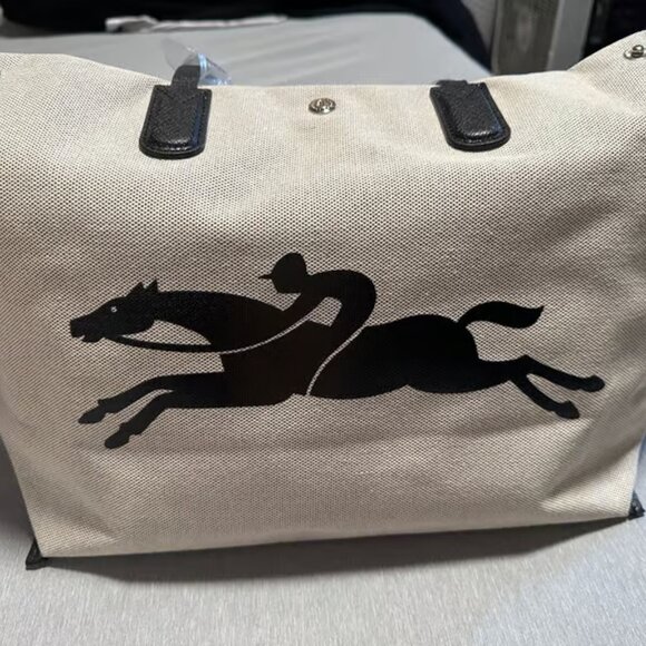 Longchamp Essential Toile Large Canvas Tote Shoulder Bag - Picture 3 of 7